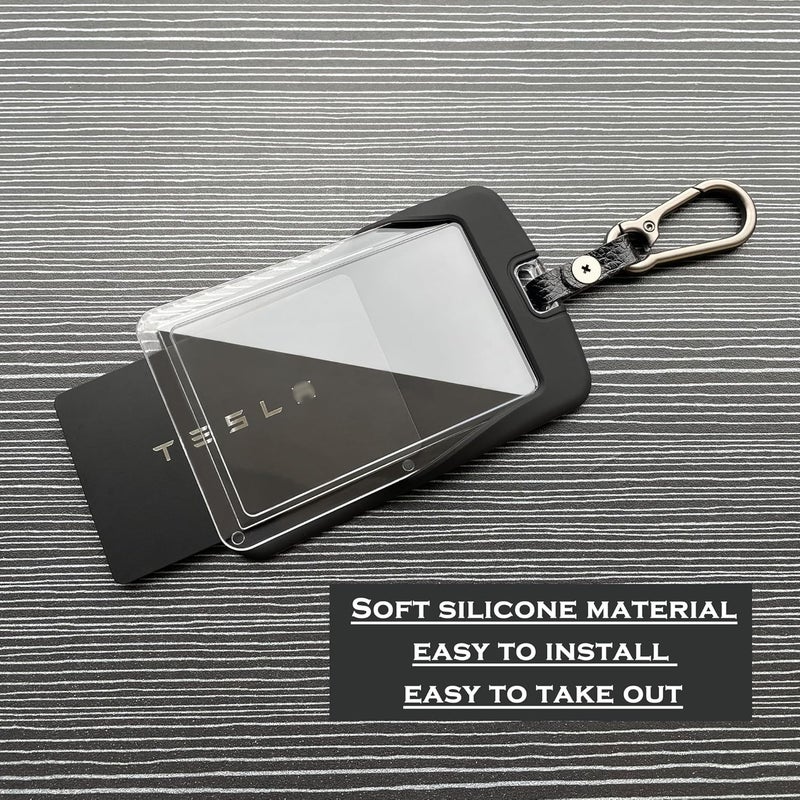 TANDRIVE 2PCS Silicone Key Card Holder Case Compatible with Tesla Model 3 Model Y Cybertruck and Rivian，Key Protector Cover Accessories Including Key Chain, Black and Red - Image 4
